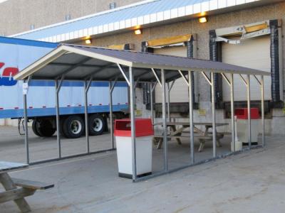 20' X 12' CARPORT WITH 4 WOOD OUTDOOR BENCHES AND BIKE RACK