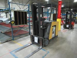 CATERPILLAR STAND UP FORKLIFT 36 VOLT MODEL 3000 POUND CAPACITYEC15KS-C30TT UNIT# 105